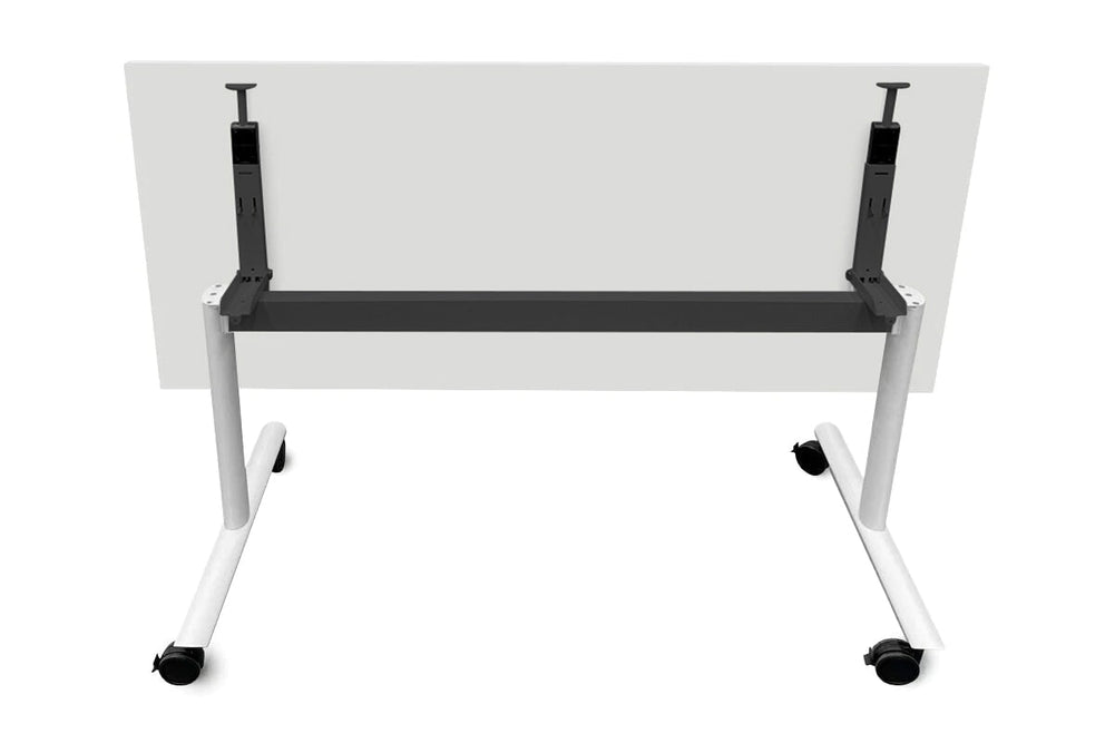 Jasonl Flip Top/Folding Mobile Meeting Room Table - Solana [1800L x 800W]-black leg dark oak with linking device