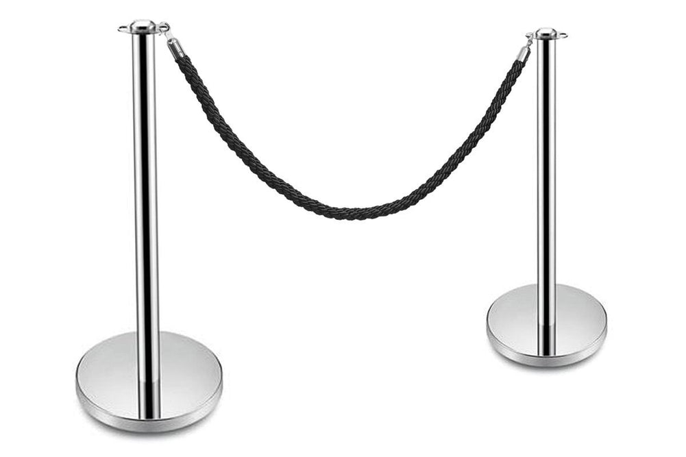 JasonL Rope Barrier Bollard - Silver Set of 2-none  