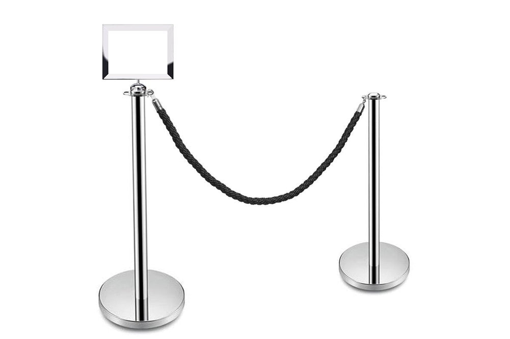 JasonL Rope Barrier Bollard - Silver Set of 2-A4 sign landscape frame  