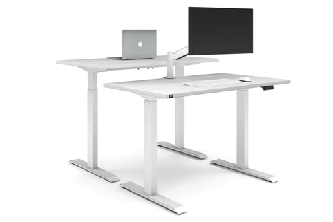 Just Right Height Adjustable 2 Person Bench Workstation [1200L x 700W] Jasonl white leg white none