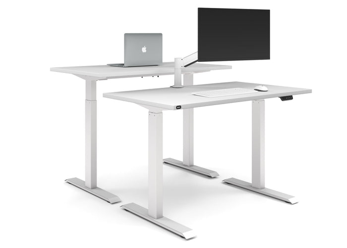 Just Right Height Adjustable 2 Person Bench Workstation [1400L x 700W] Jasonl white leg white none