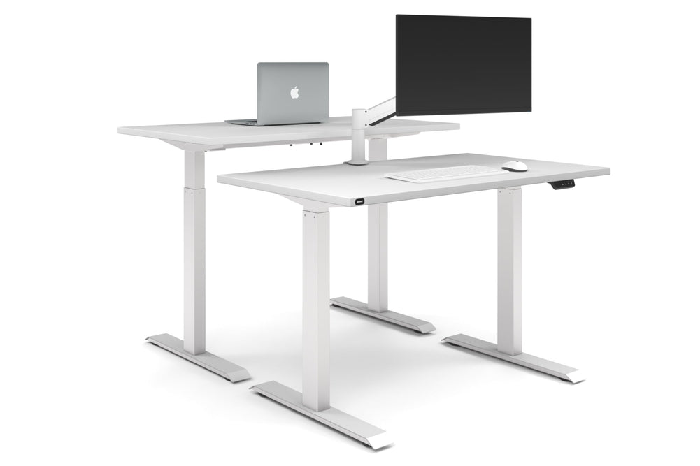 Just Right Height Adjustable 2 Person Bench Workstation [1400L x 700W]-white leg white none