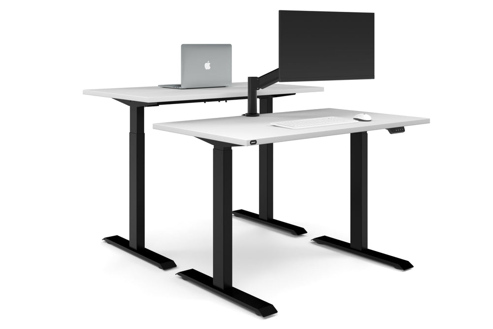 Just Right Height Adjustable 2 Person Bench Workstation [1400L x 700W]-black leg white none