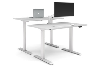  - Just Right Height Adjustable 2 Person Bench Workstation [1400L x 800W with Cable Scallop] - 1