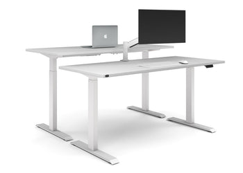 Just Right Height Adjustable 2 Person Bench Workstation [1600L x 700W] Jasonl white leg white none