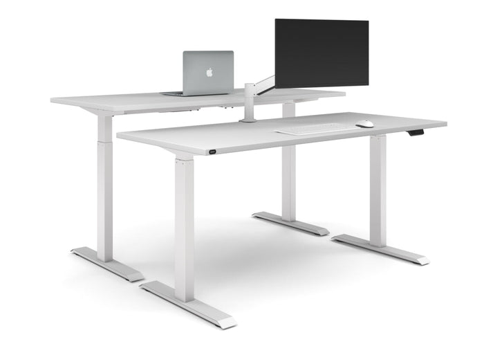 Just Right Height Adjustable 2 Person Bench Workstation [1600L x 700W] Jasonl white leg white none