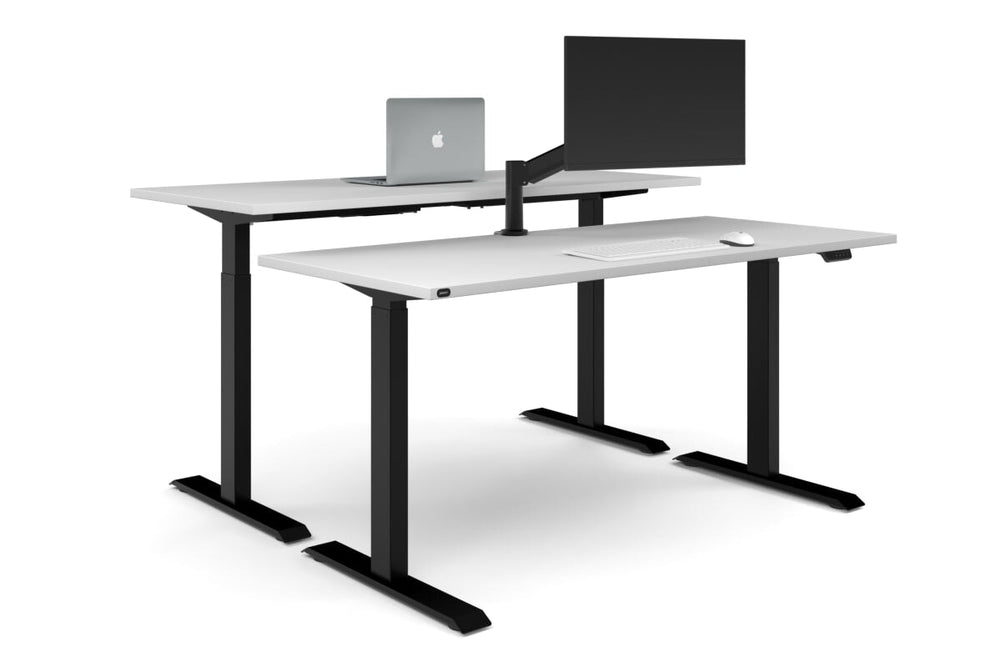 Just Right Height Adjustable 2 Person Bench Workstation [1600L x 700W]-black leg white none