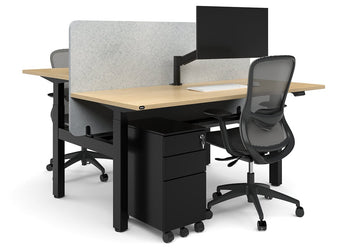 Just Right Height Adjustable 2 Person H-Bench Workstation - Black Frame [1200L x 700W] Jasonl 
