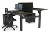 Just Right Height Adjustable 2 Person H-Bench Workstation - Black Frame [1400L x 800W with Cable Scallop] - Thumbnail 56 