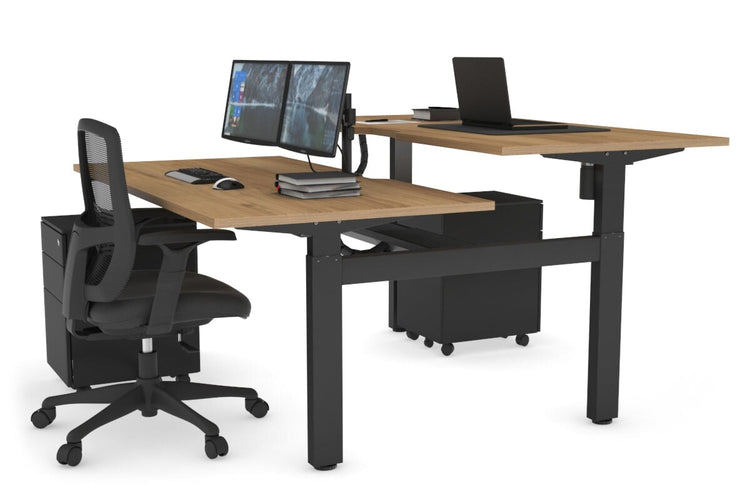 Just Right Height Adjustable 2 Person H-Bench Workstation - Black Frame [1400L x 800W with Cable Scallop] Jasonl 