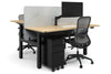 Just Right Height Adjustable 2 Person H-Bench Workstation - Black Frame [1400L x 800W with Cable Scallop] - Thumbnail 1 