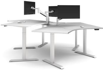 Just Right Height Adjustable 3 Person 120 Degree Workstation Jasonl white none 