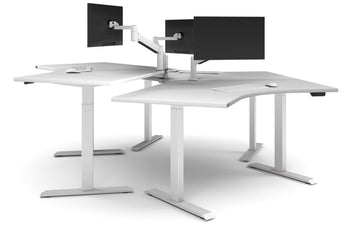  - Just Right Height Adjustable 3 Person 120 Degree Workstation - 1
