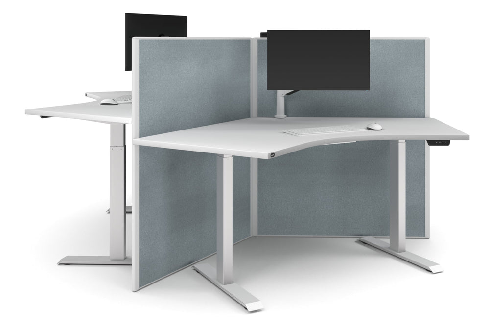 Just Right Height Adjustable 3 Person 120 Degree Workstation-white cool grey (1200H x 1200W) 