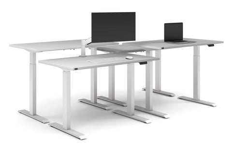 Just Right Height Adjustable 4 Person Bench Workstation [1200L x 700W] Jasonl white leg white none