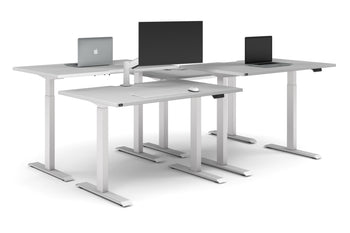  - Just Right Height Adjustable 4 Person Bench Workstation [1200L x 800W with Cable Scallop] - 1