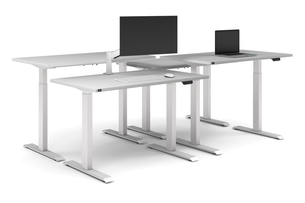 Just Right Height Adjustable 4 Person Bench Workstation [1400L x 700W]-white leg white none