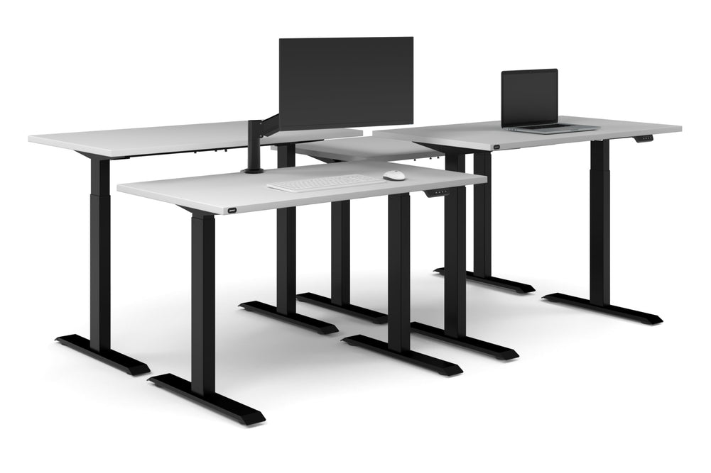 Just Right Height Adjustable 4 Person Bench Workstation [1400L x 700W]-black leg white none