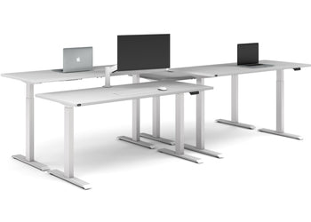 Just Right Height Adjustable 4 Person Bench Workstation [1600L x 700W] Jasonl white leg white none