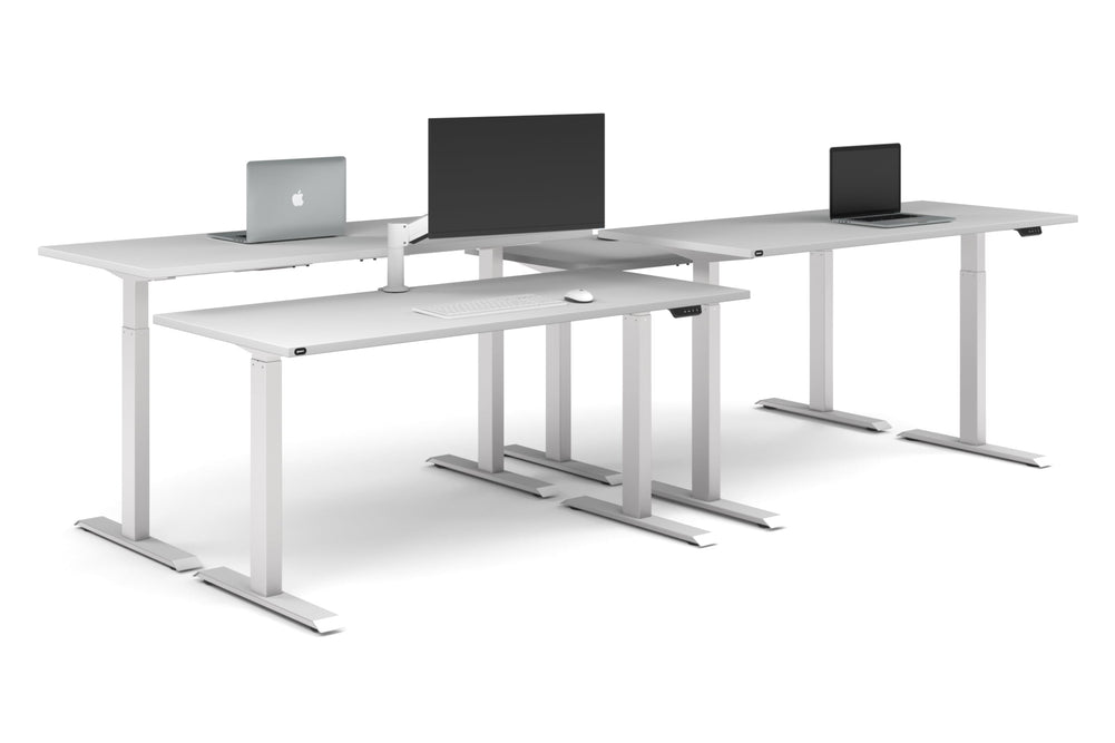 Just Right Height Adjustable 4 Person Bench Workstation [1600L x 700W]-white leg white none