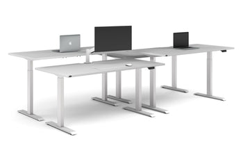  - Just Right Height Adjustable 4 Person Bench Workstation [1600L x 800W with Cable Scallop] - 1