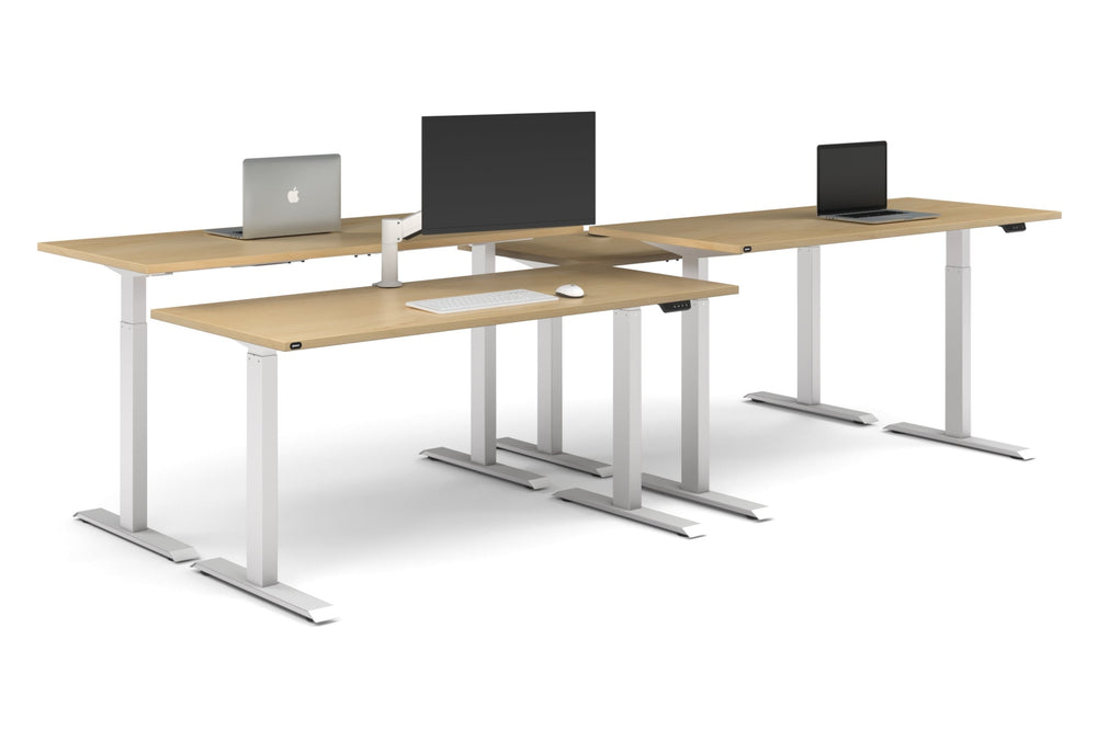Just Right Height Adjustable 4 Person Bench Workstation [1800L x 700W]-white leg maple none