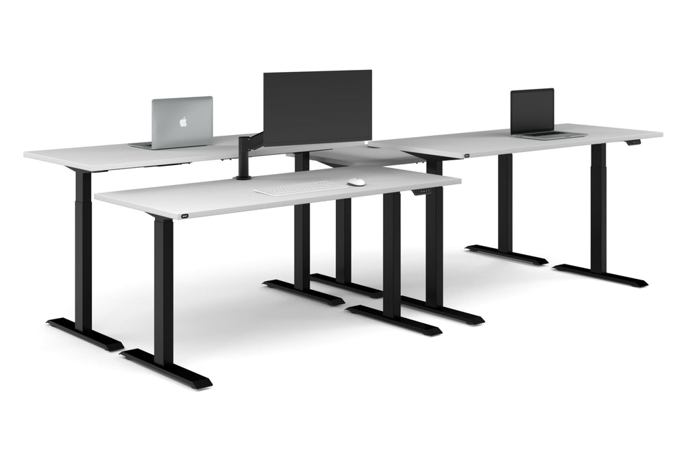 Just Right Height Adjustable 4 Person Bench Workstation [1800L x 700W]-black leg white none