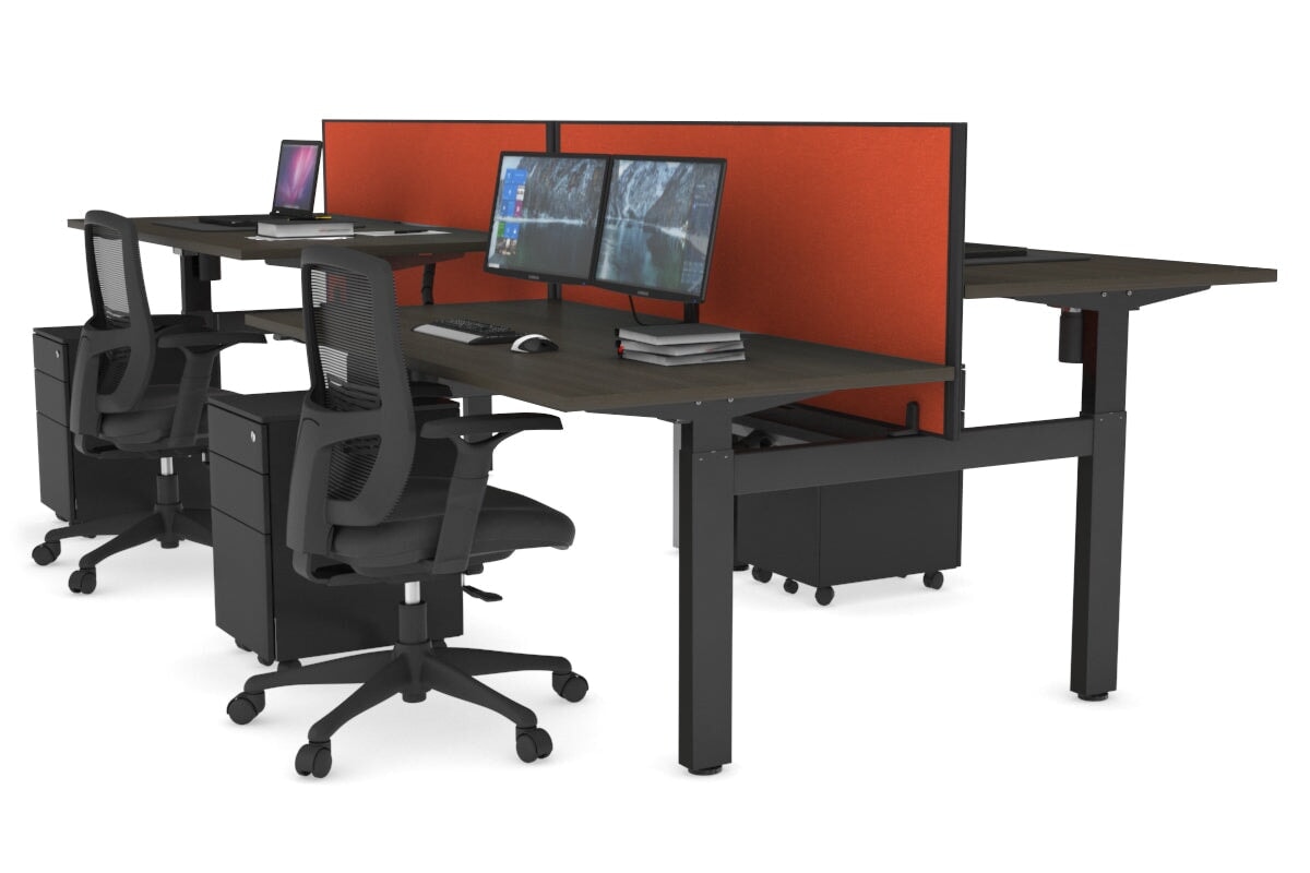 Just Right Height Adjustable 4 Person H-Bench Workstation - Black Frame [1400L x 800W] Jasonl 