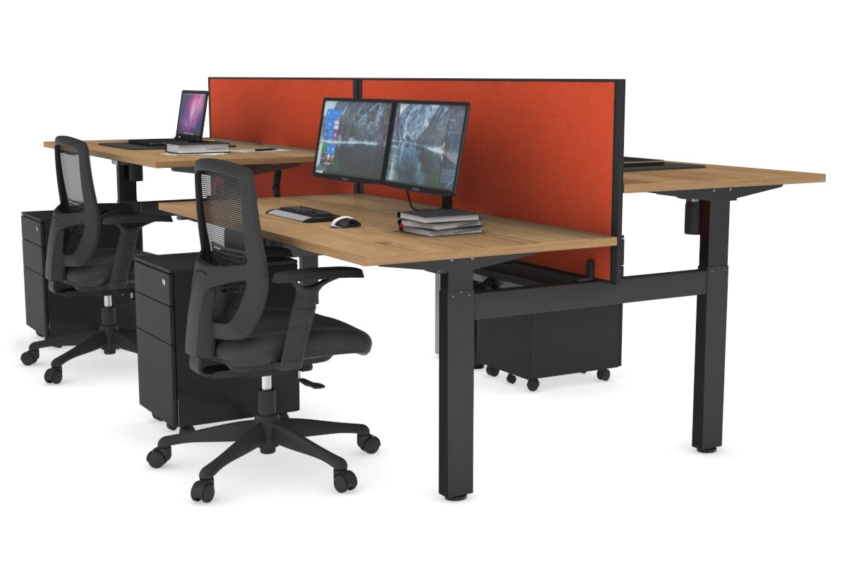Just Right Height Adjustable 4 Person H-Bench Workstation - Black Frame [1400L x 800W] Jasonl 