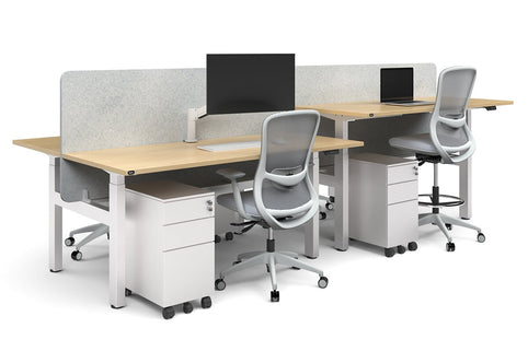 Just Right Height Adjustable 4 Person H-Bench Workstation - White Frame [1200L x 800W] Jasonl 