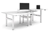 Just Right Height Adjustable 4 Person H-Bench Workstation - White Frame [1200L x 800W] - Thumbnail 6 