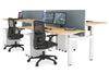 Just Right Height Adjustable 4 Person H-Bench Workstation - White Frame [1400L x 700W] - Thumbnail 33 
