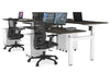 Just Right Height Adjustable 4 Person H-Bench Workstation - White Frame [1400L x 700W] - Thumbnail 97 
