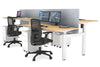 Just Right Height Adjustable 4 Person H-Bench Workstation - White Frame [1400L x 700W] - Thumbnail 117 