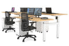 Just Right Height Adjustable 4 Person H-Bench Workstation - White Frame [1400L x 700W] - Thumbnail 69 