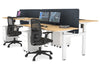 Just Right Height Adjustable 4 Person H-Bench Workstation - White Frame [1400L x 700W] - Thumbnail 118 