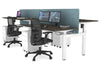 Just Right Height Adjustable 4 Person H-Bench Workstation - White Frame [1400L x 700W] - Thumbnail 133 