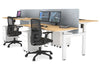 Just Right Height Adjustable 4 Person H-Bench Workstation - White Frame [1400L x 700W] - Thumbnail 116 