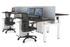 Just Right Height Adjustable 4 Person H-Bench Workstation - White Frame [1400L x 700W] - Thumbnail 128 