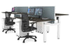 Just Right Height Adjustable 4 Person H-Bench Workstation - White Frame [1400L x 700W] - Thumbnail 65 