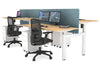 Just Right Height Adjustable 4 Person H-Bench Workstation - White Frame [1400L x 700W] - Thumbnail 120 