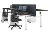 Just Right Height Adjustable 4 Person H-Bench Workstation - White Frame [1400L x 800W] - Thumbnail 130 
