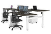 Just Right Height Adjustable 4 Person H-Bench Workstation - White Frame [1400L x 800W] - Thumbnail 98 