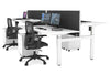 Just Right Height Adjustable 4 Person H-Bench Workstation - White Frame [1400L x 800W] - Thumbnail 19 