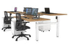 Just Right Height Adjustable 4 Person H-Bench Workstation - White Frame [1400L x 800W] - Thumbnail 37 