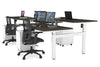 Just Right Height Adjustable 4 Person H-Bench Workstation - White Frame [1400L x 800W] - Thumbnail 97 