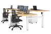 Just Right Height Adjustable 4 Person H-Bench Workstation - White Frame [1400L x 800W] - Thumbnail 69 
