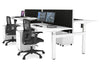 Just Right Height Adjustable 4 Person H-Bench Workstation - White Frame [1400L x 800W] - Thumbnail 7 