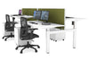 Just Right Height Adjustable 4 Person H-Bench Workstation - White Frame [1400L x 800W] - Thumbnail 13 
