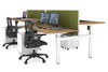 Just Right Height Adjustable 4 Person H-Bench Workstation - White Frame [1400L x 800W] - Thumbnail 90 
